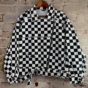 Checkered Denim Jacket